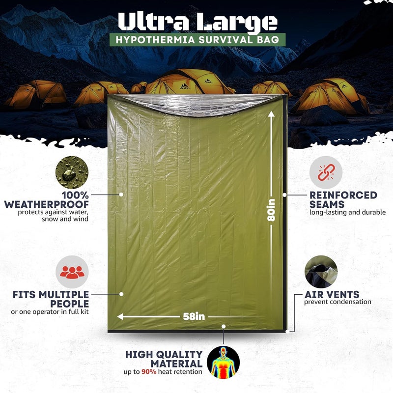 ThinLyneRanch Ultra-Large Emergency Sleeping Bag for Survival - Hypothermia Prevention & Shelter - Multi-Person Bivvy Sack - Ideal Survival Gear, Emergency Bivy Camping Essentials - Image 3